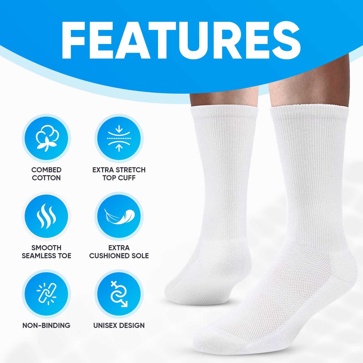 Sock Perfect™ Diabetic Triple Stretch Crew Socks - 3 Pair