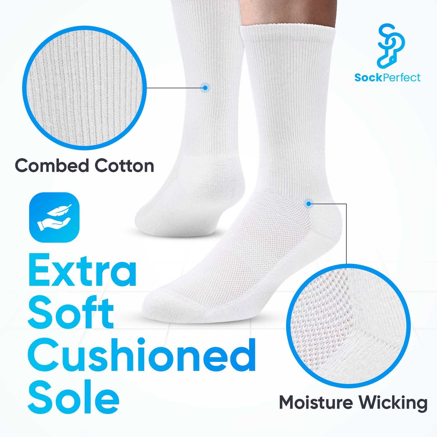 Sock Perfect™ Diabetic Triple Stretch Crew Socks - 3 Pair