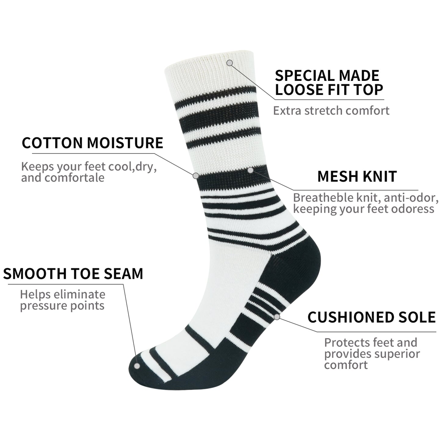 Sock Perfect™ ActiveLife Diabetic Crew Socks