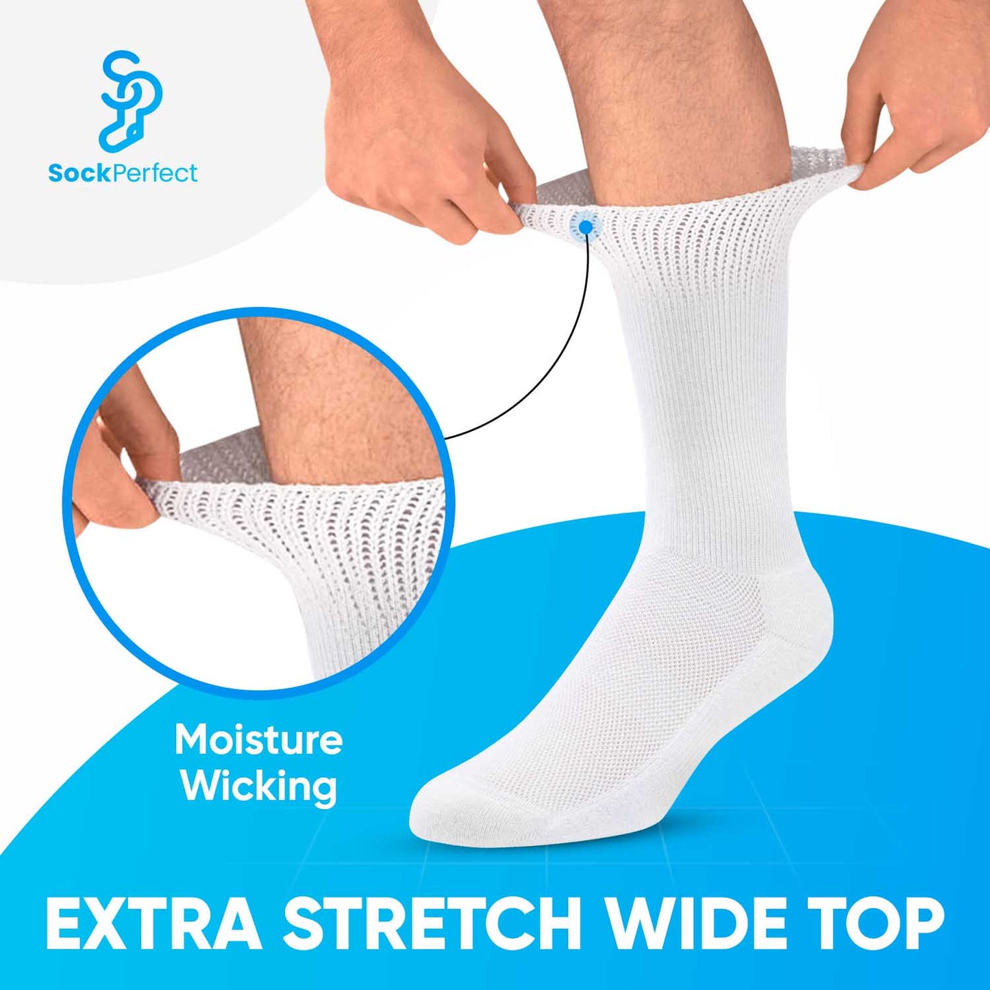 Sock Perfect™ Diabetic Triple Stretch Crew Socks - 3 Pair