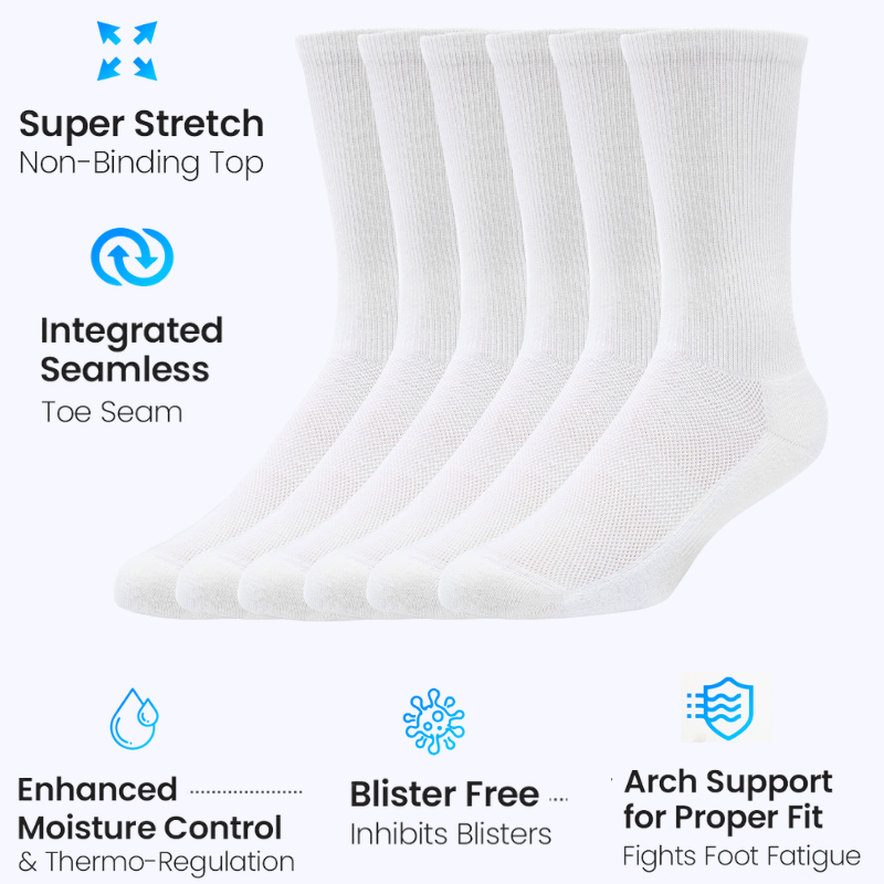 Sock Perfect™ Diabetic Triple Stretch Crew Socks - 3 Pair